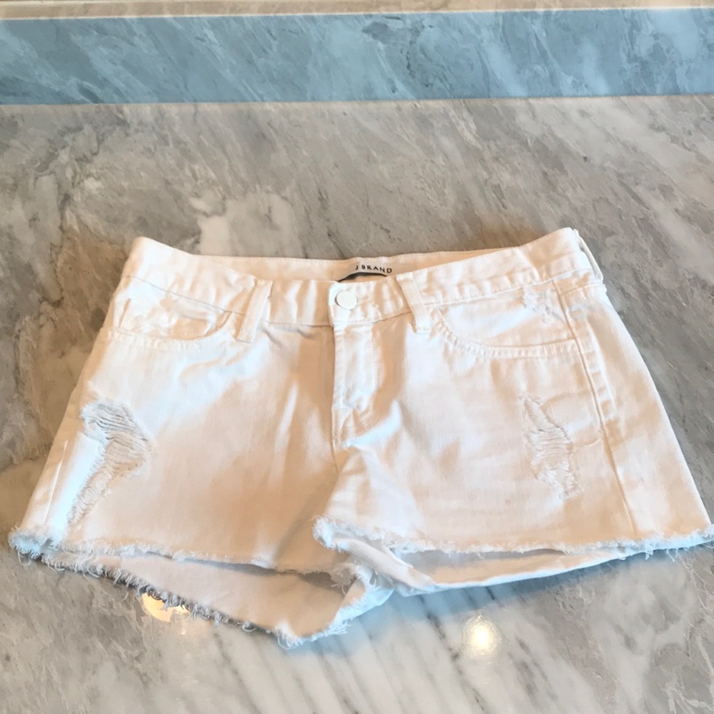 J Brand white denim cutoffs sz 25